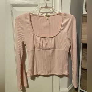 Ambiance Light Pink Ribbed Blouse
